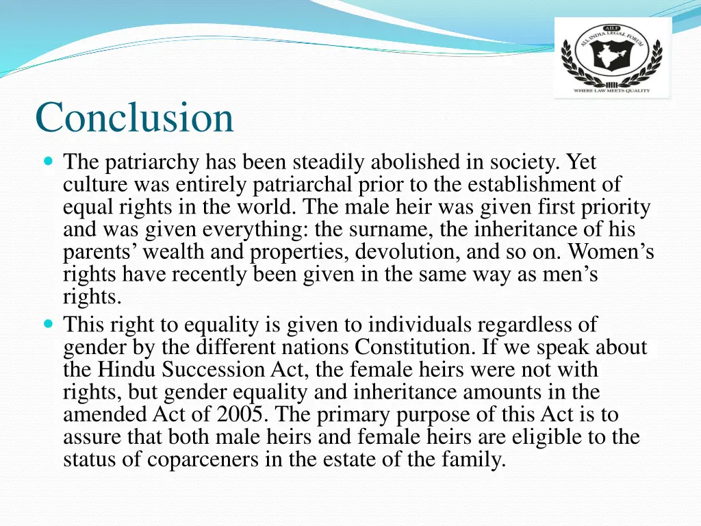 conclusion the patriarchy has been steadily