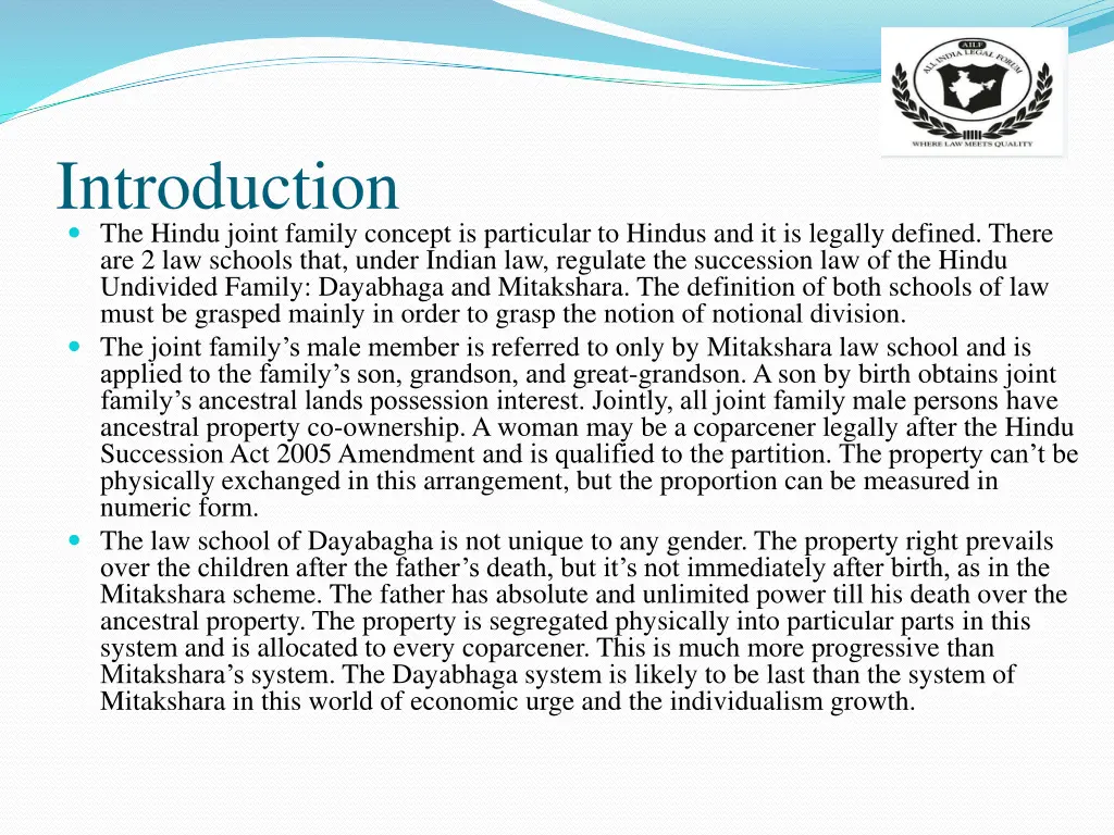 introduction the hindu joint family concept
