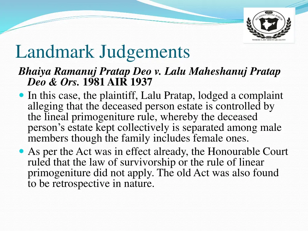 landmark judgements bhaiya ramanuj pratap