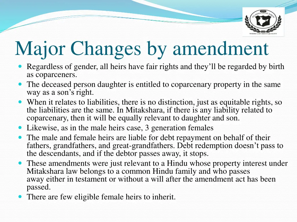 major changes by amendment regardless of gender