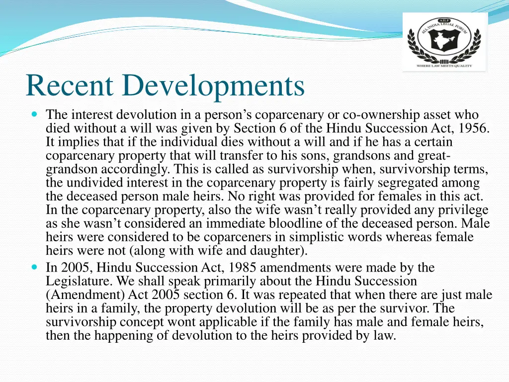recent developments the interest devolution