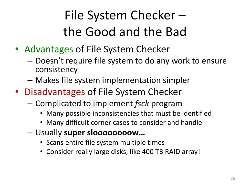 file system checker the good