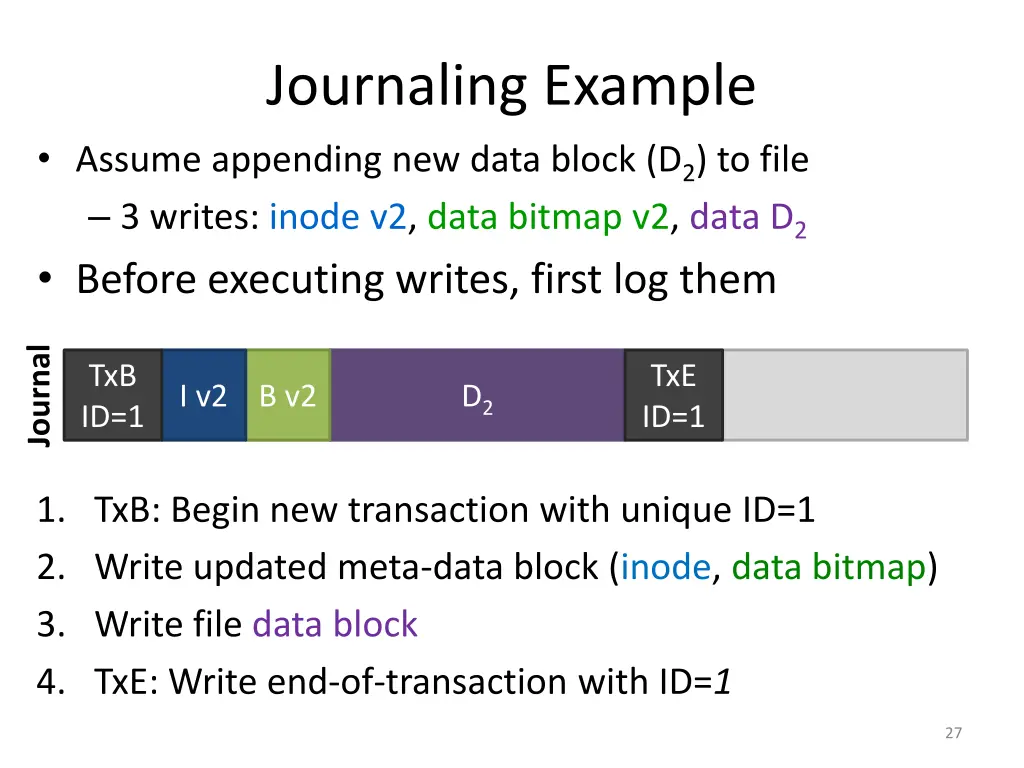 journaling example assume appending new data