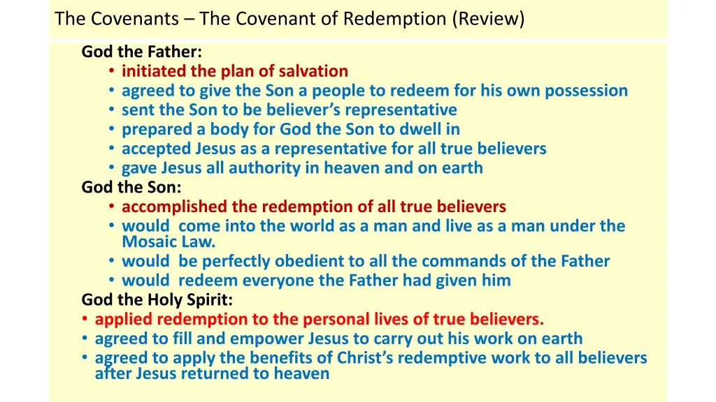 the covenants the covenant of redemption review