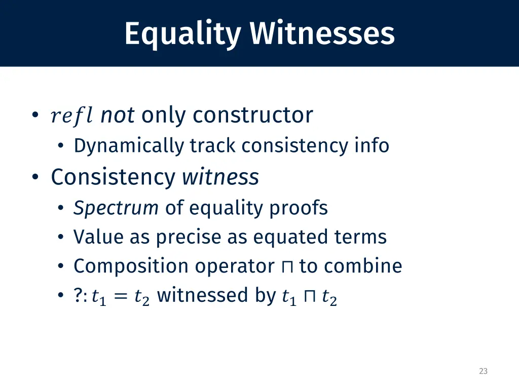 equality witnesses