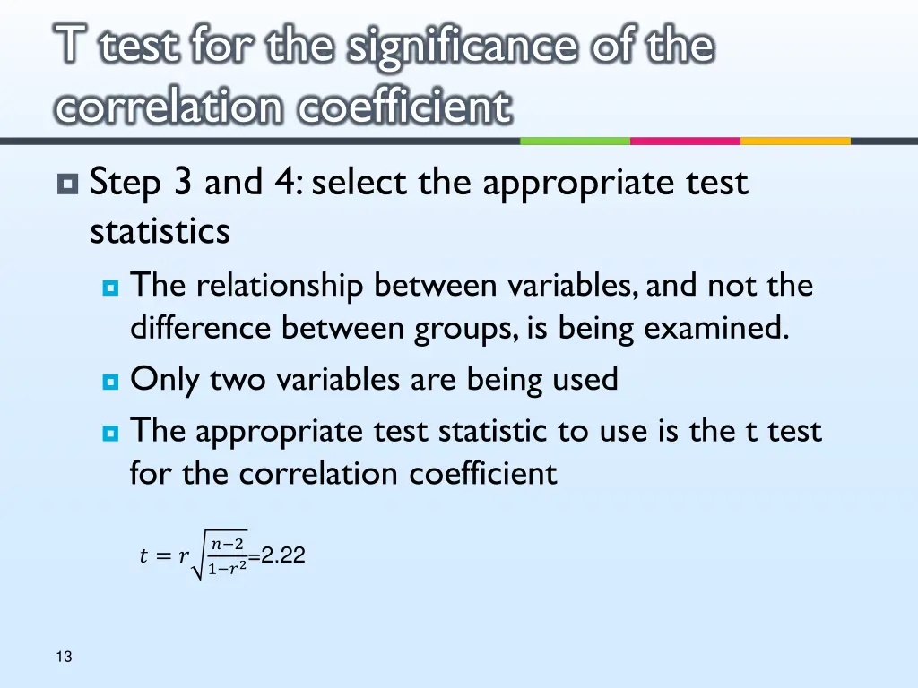 t test for the significance of the correlation 3