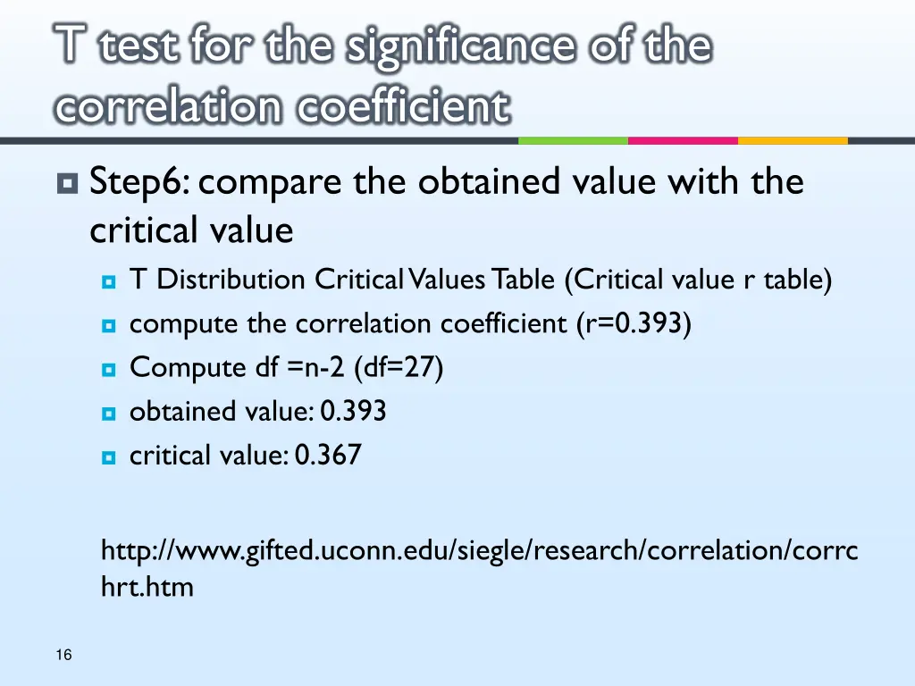 t test for the significance of the correlation 5