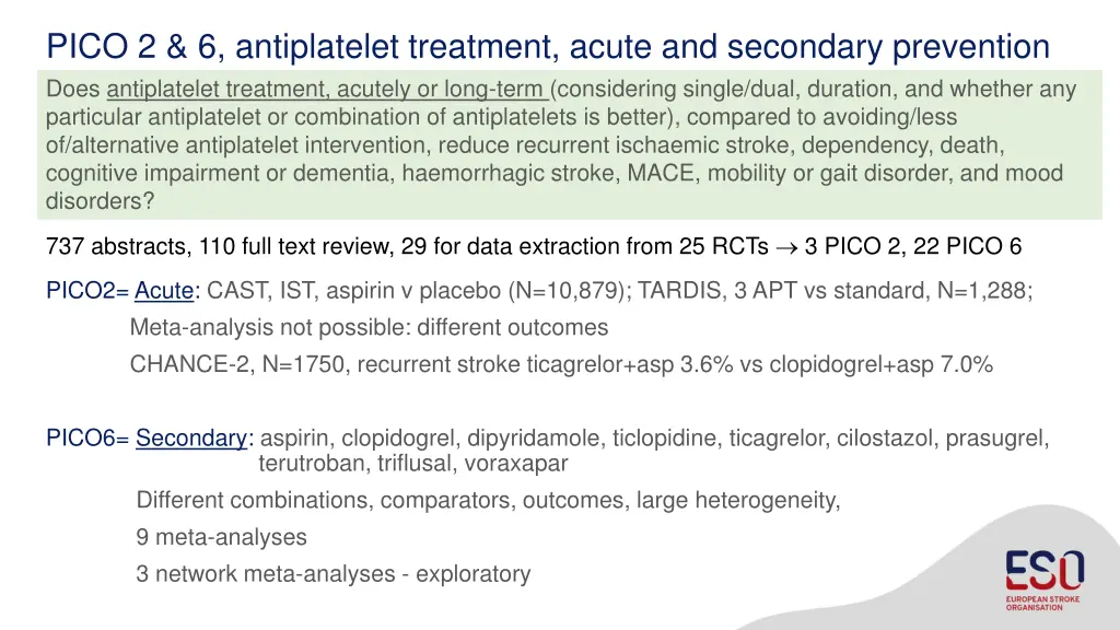 pico 2 6 antiplatelet treatment acute