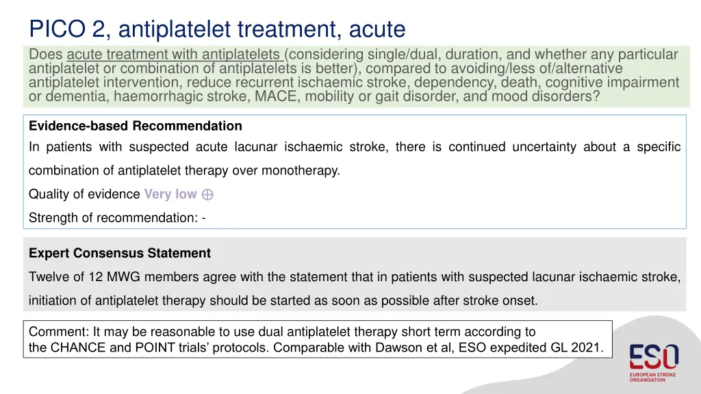 pico 2 antiplatelet treatment acute does acute