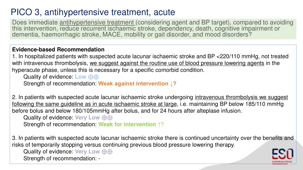 pico 3 antihypertensive treatment acute does