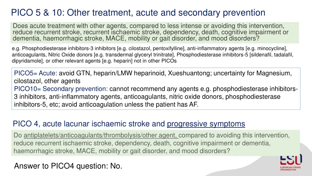 pico 5 10 other treatment acute and secondary
