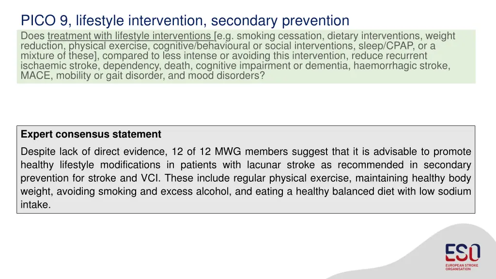 pico 9 lifestyle intervention secondary 1