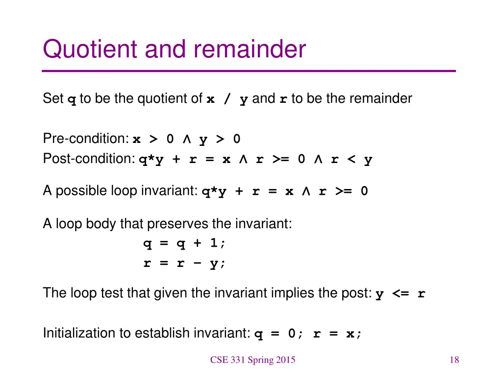 quotient and remainder