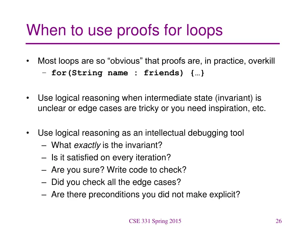 when to use proofs for loops