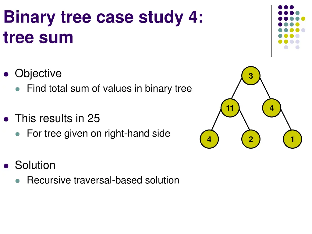 binary tree case study 4 tree sum