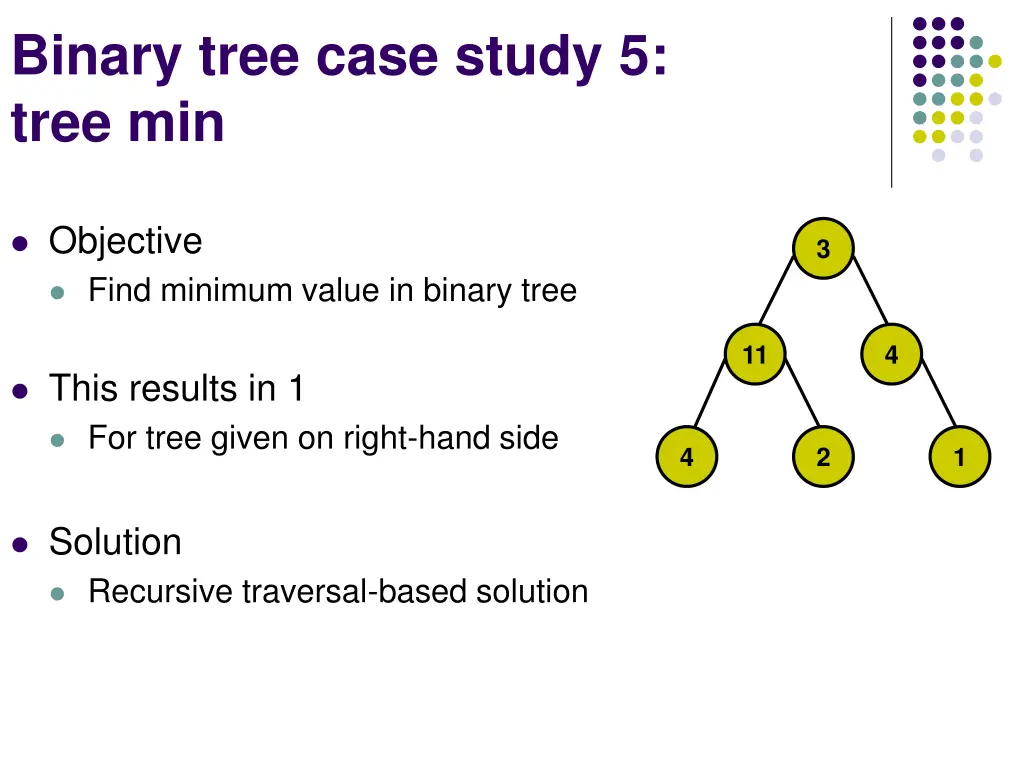 binary tree case study 5 tree min
