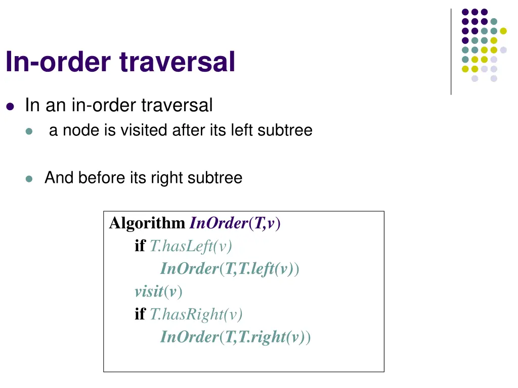 in order traversal