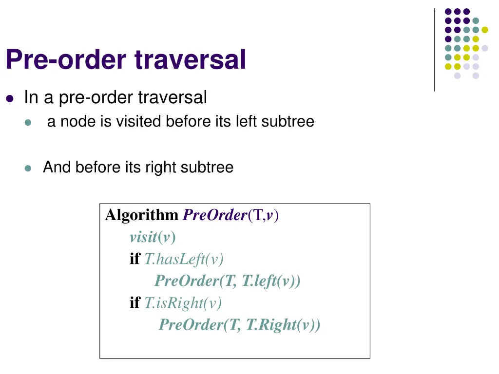 pre order traversal