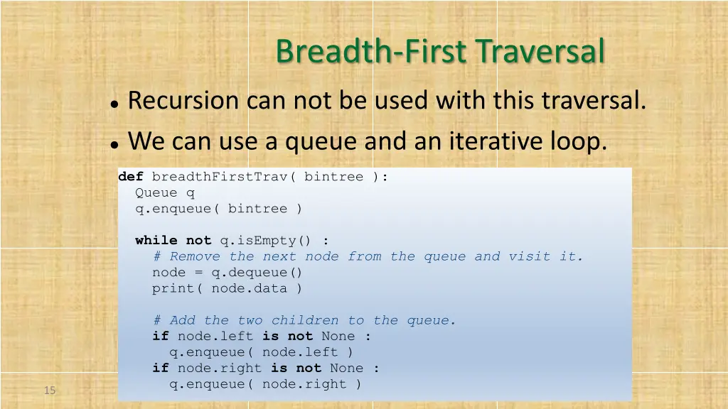 breadth first traversal