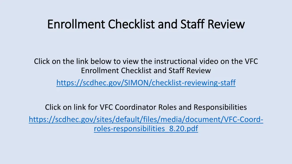 enrollment checklist and staff review enrollment