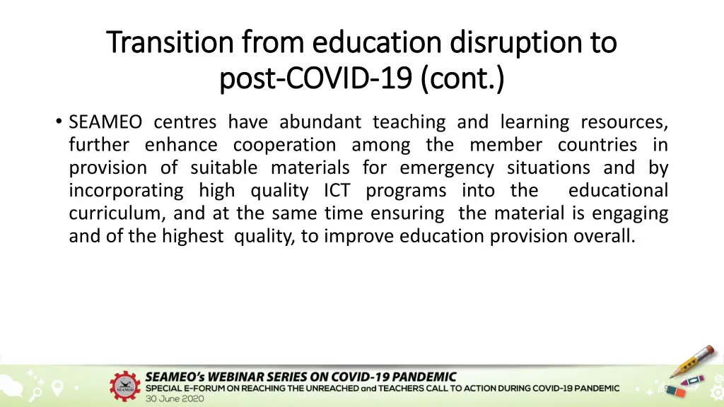 transition from education disruption