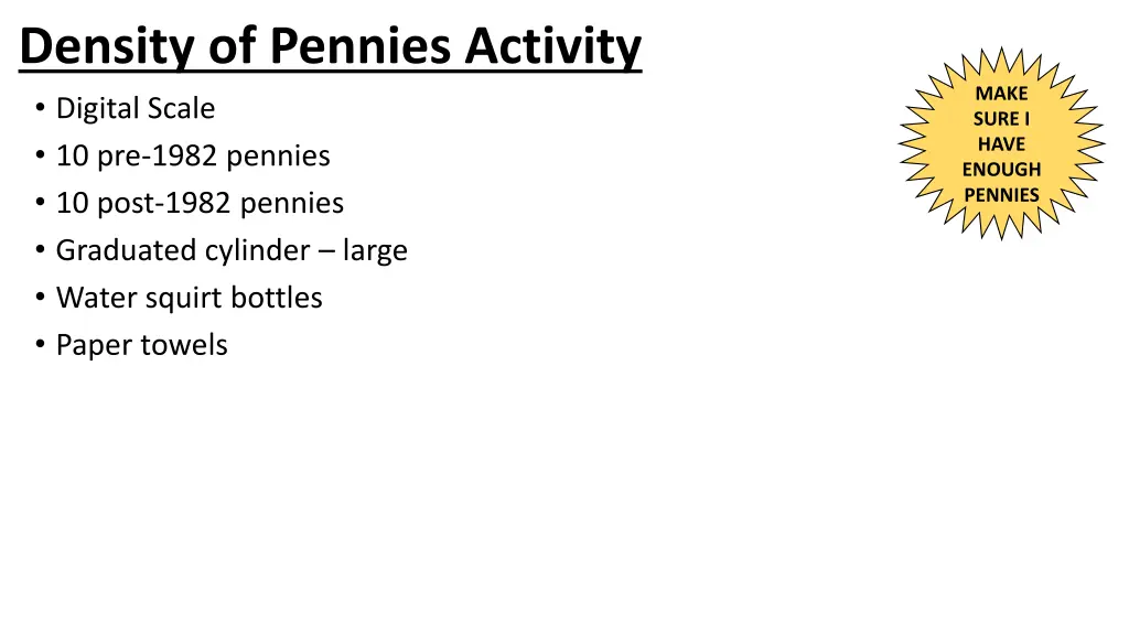 density of pennies activity digital scale