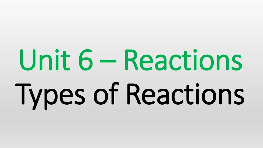 unit 6 unit 6 reactions reactions types