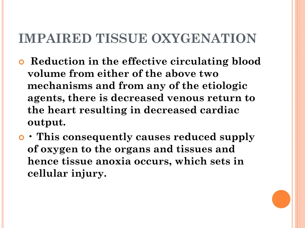 impaired tissue oxygenation