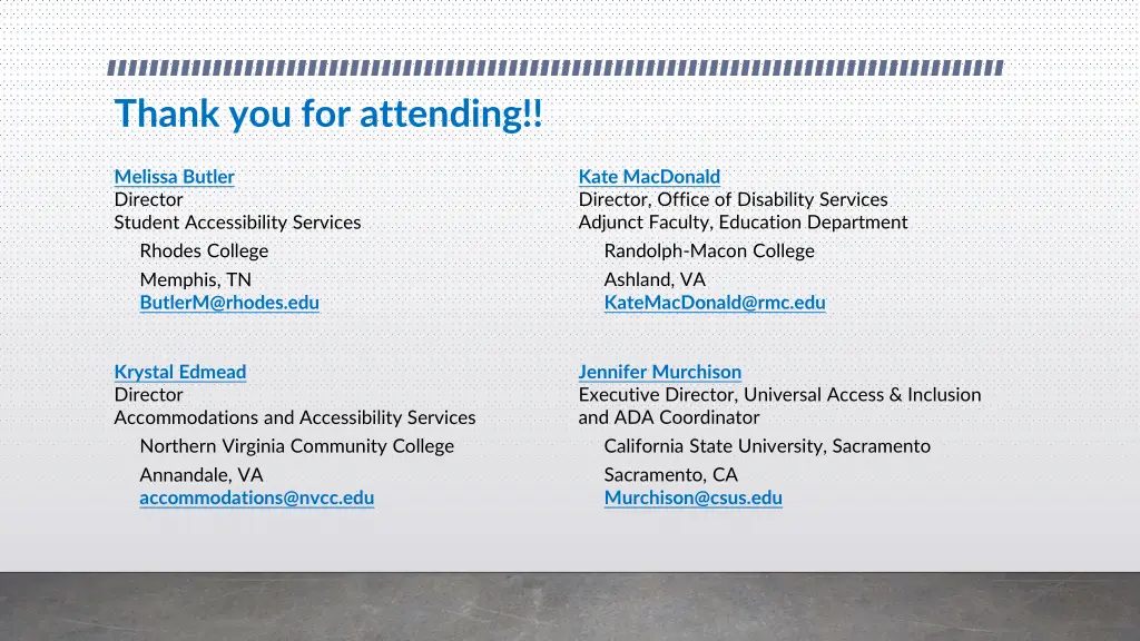 thank you for attending