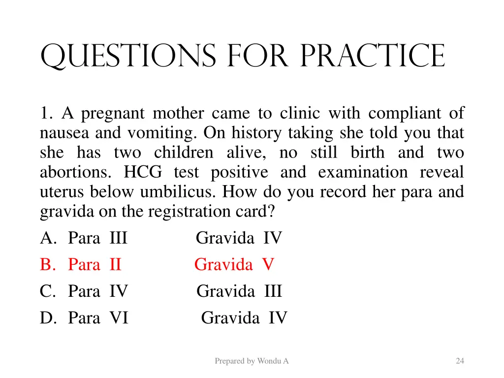 questions for practice