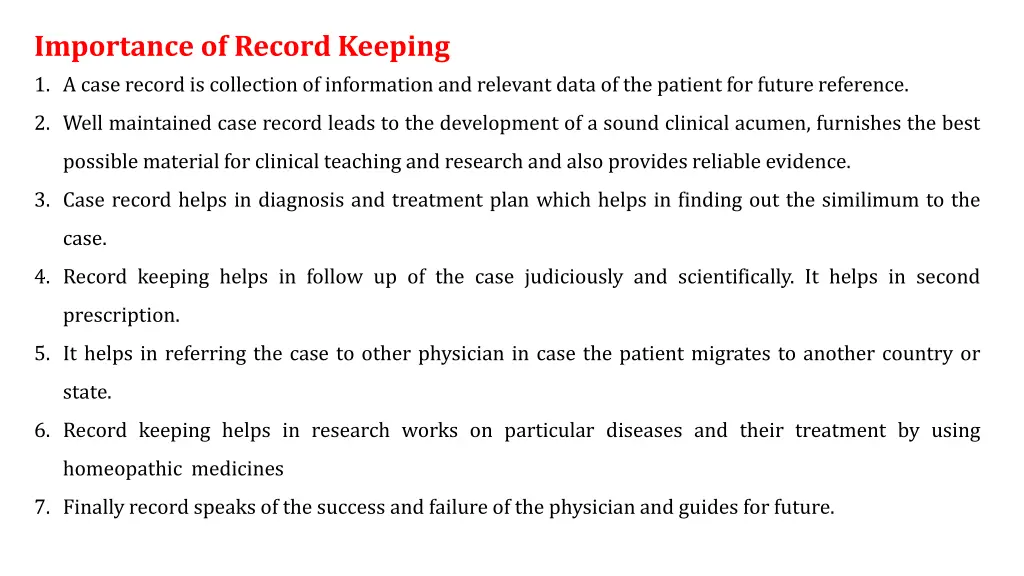 importance of record keeping 1 a case record