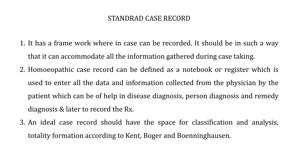 standrad case record