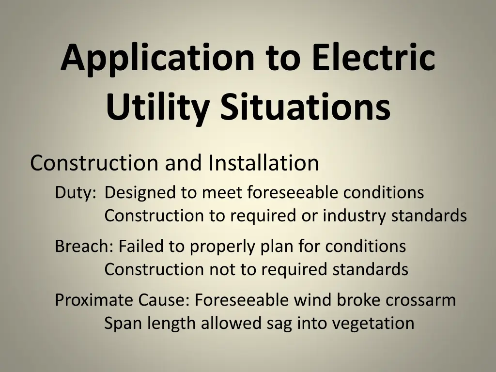 application to electric utility situations