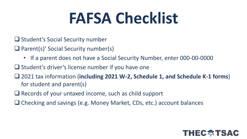 fafsa checklist