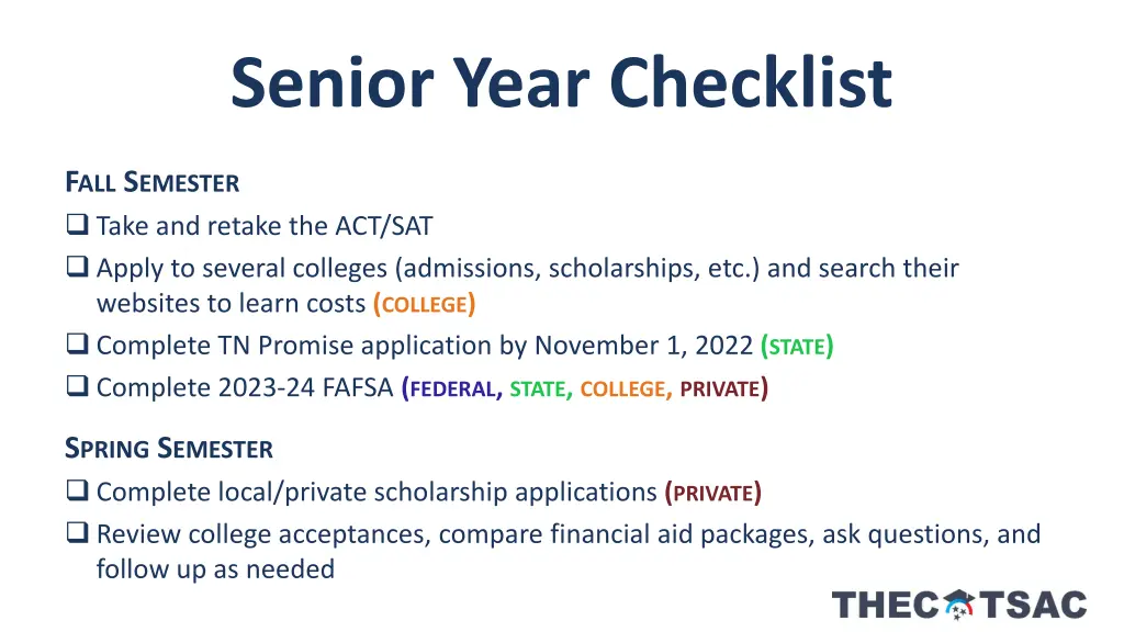 senior year checklist