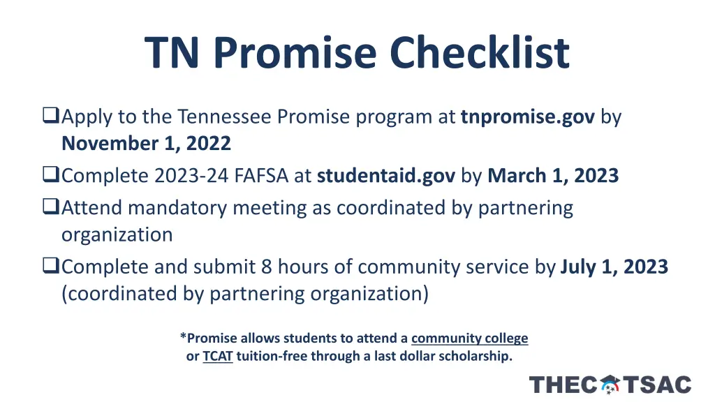 tn promise checklist