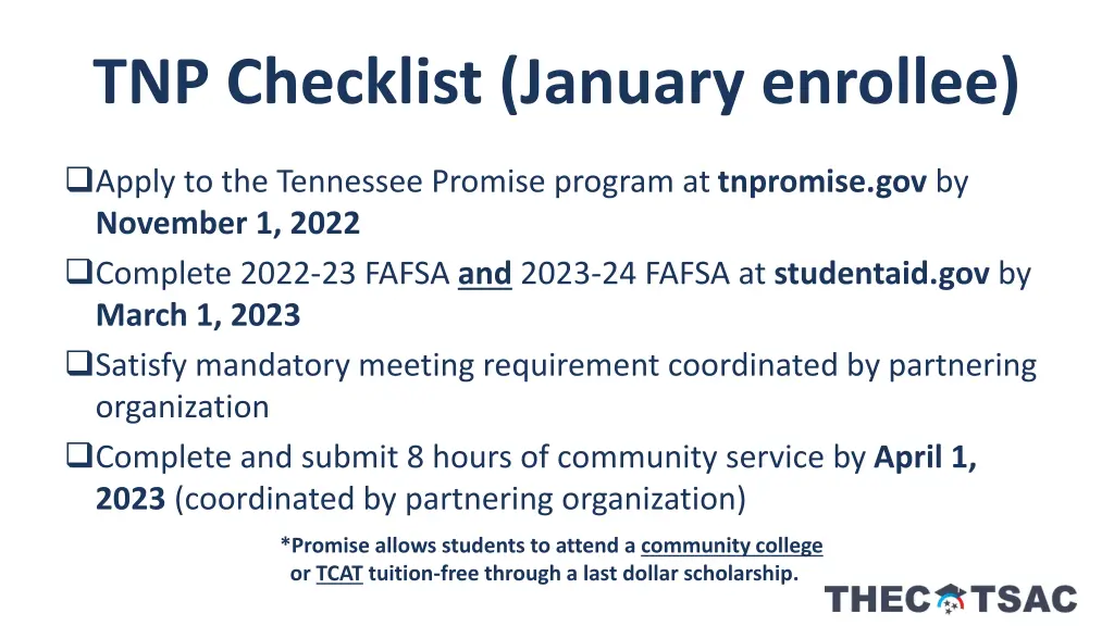 tnp checklist january enrollee