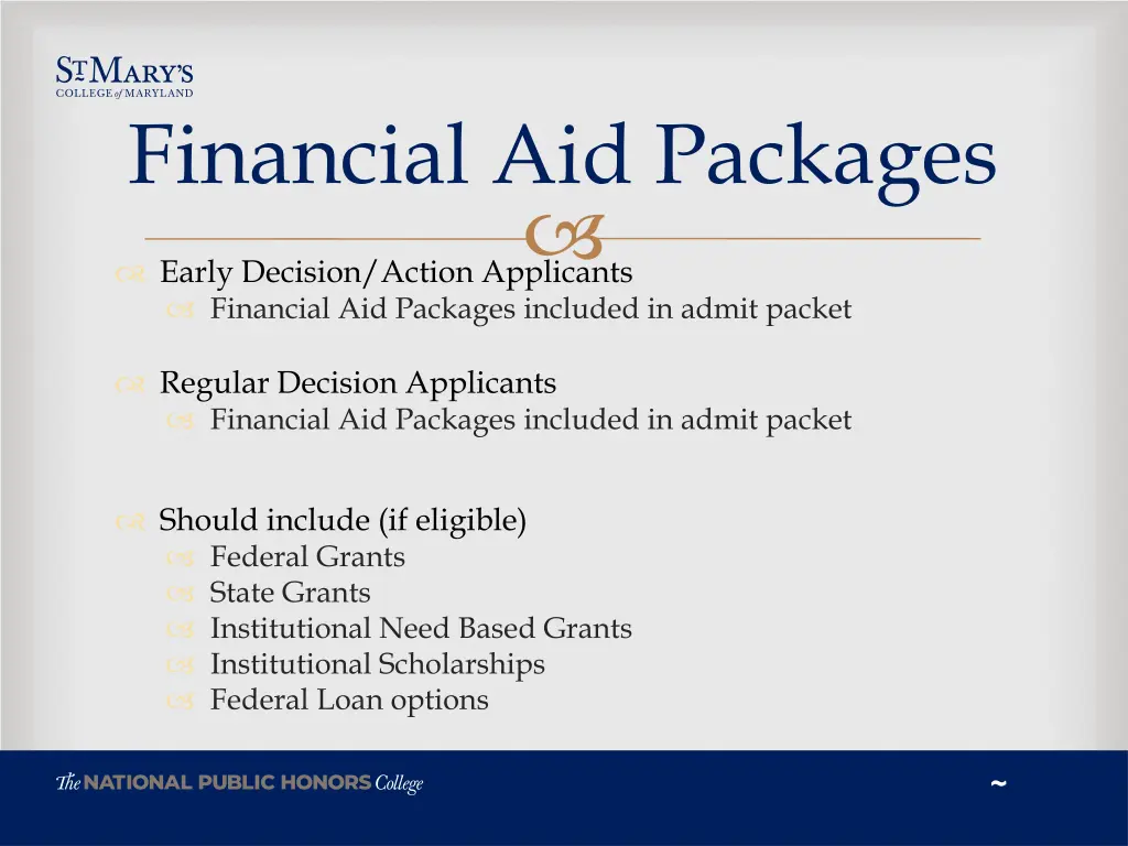 financial aid packages