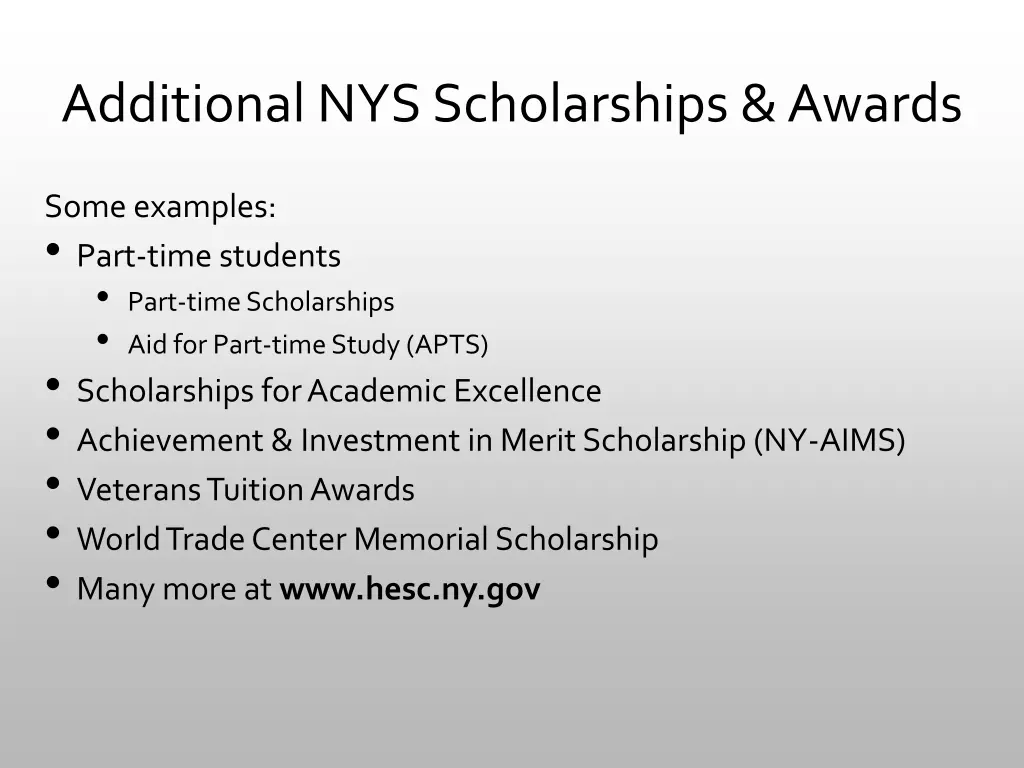 additional nys scholarships awards