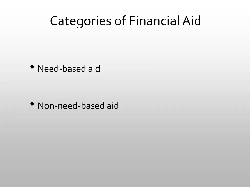 categories of financial aid