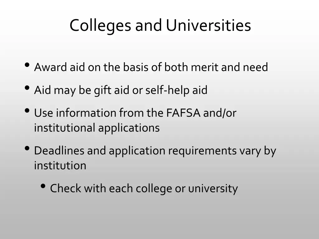 colleges and universities