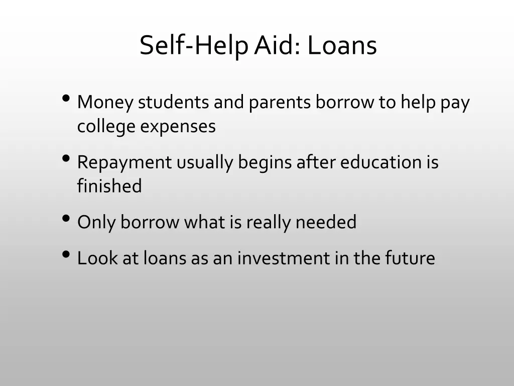 self help aid loans