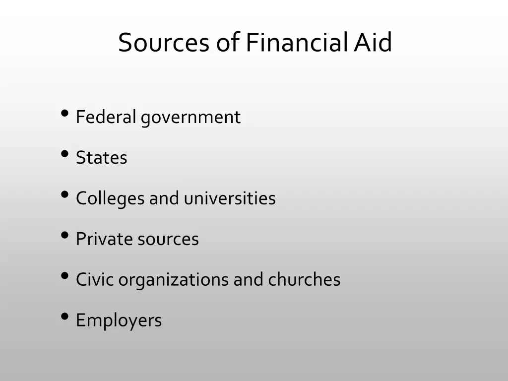 sources of financial aid