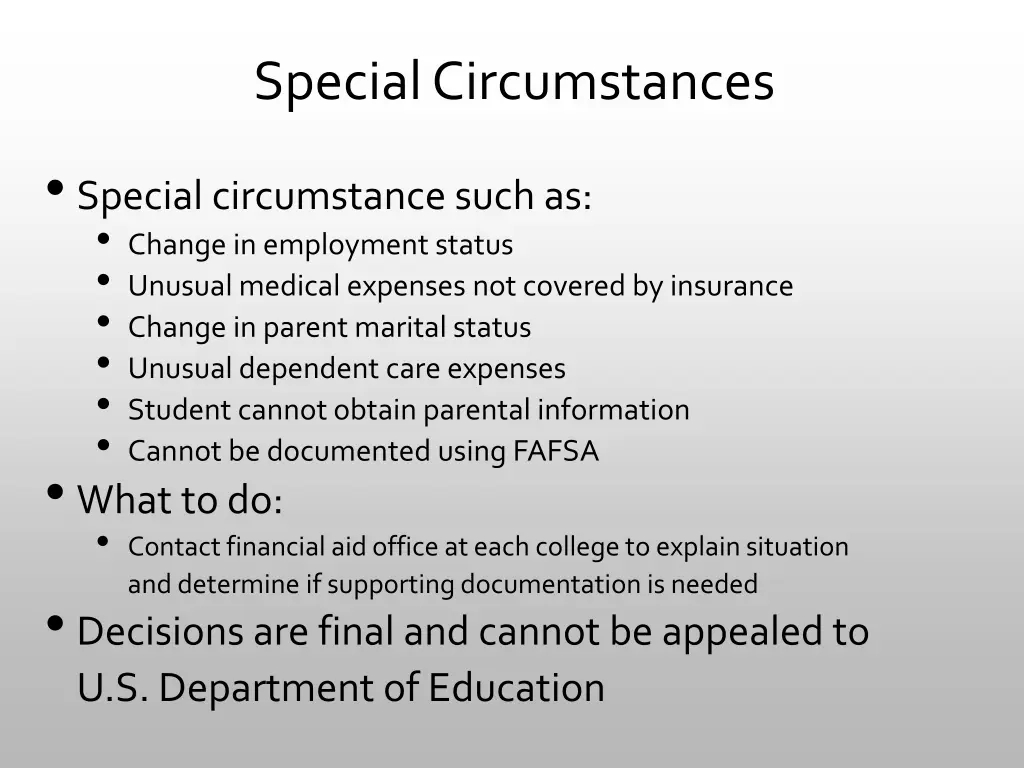 special circumstances