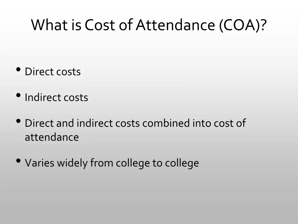 what is cost of attendance coa