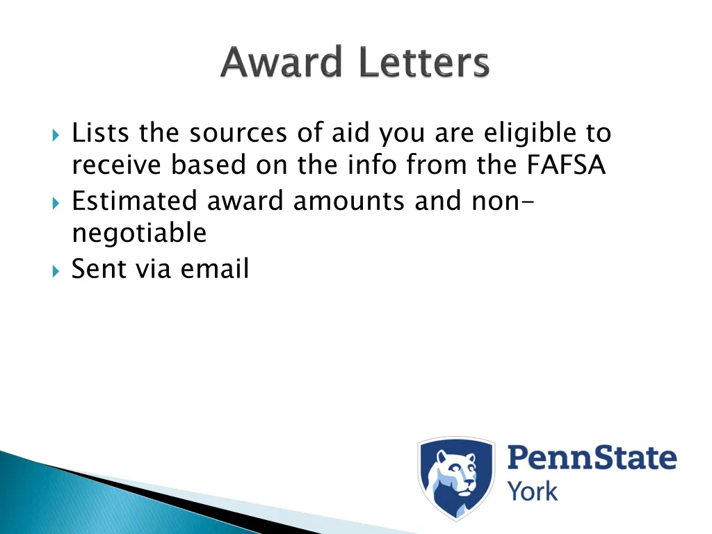 lists the sources of aid you are eligible