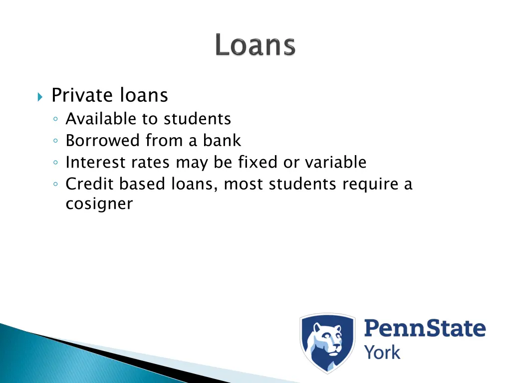 private loans available to students borrowed from