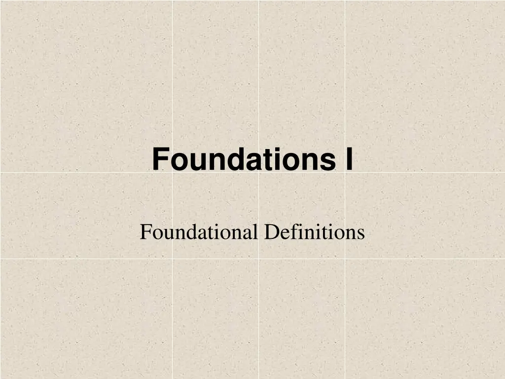 foundations i
