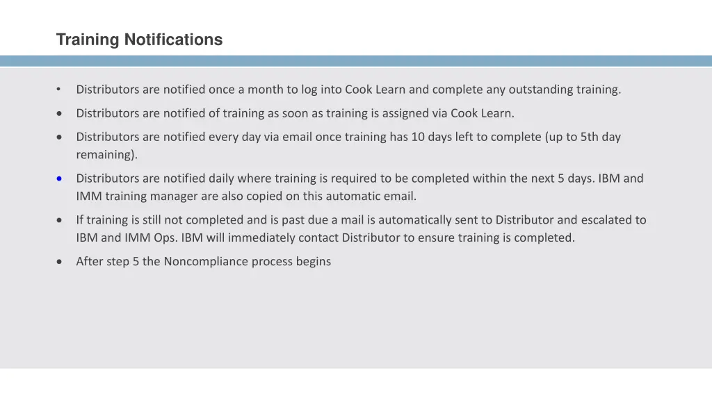 training notifications