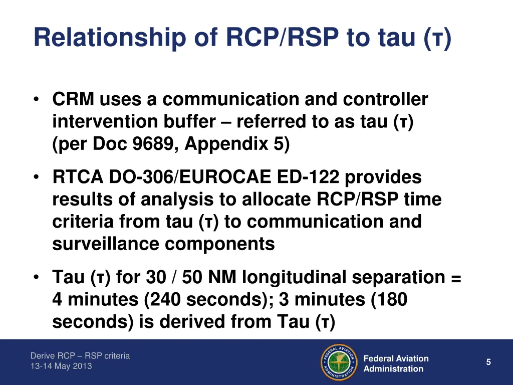 relationship of rcp rsp to tau